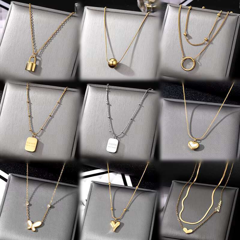 Stainless steel necklace for women, exquisite and simple fashion pendant necklace, gold-plated chain jewelry