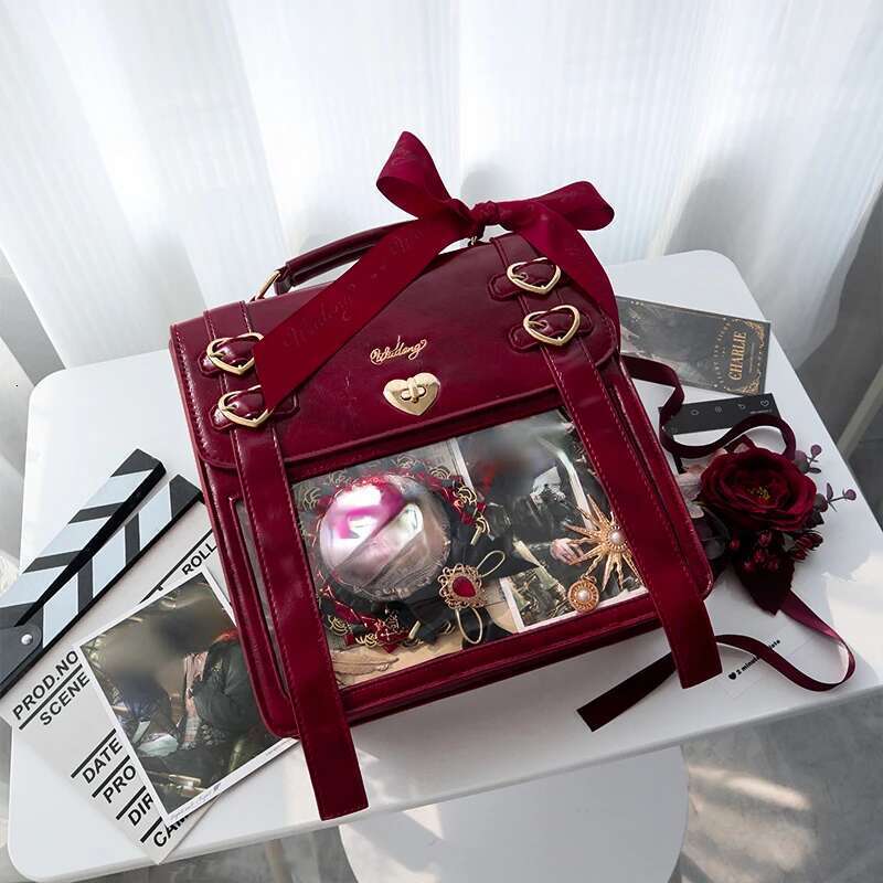 Japanese Women Vintage Fashion Crossbody Bag Girls Streetwear Transparent Backpacks Trendy Y2k Aesthetic Ins Shoulder Handbags