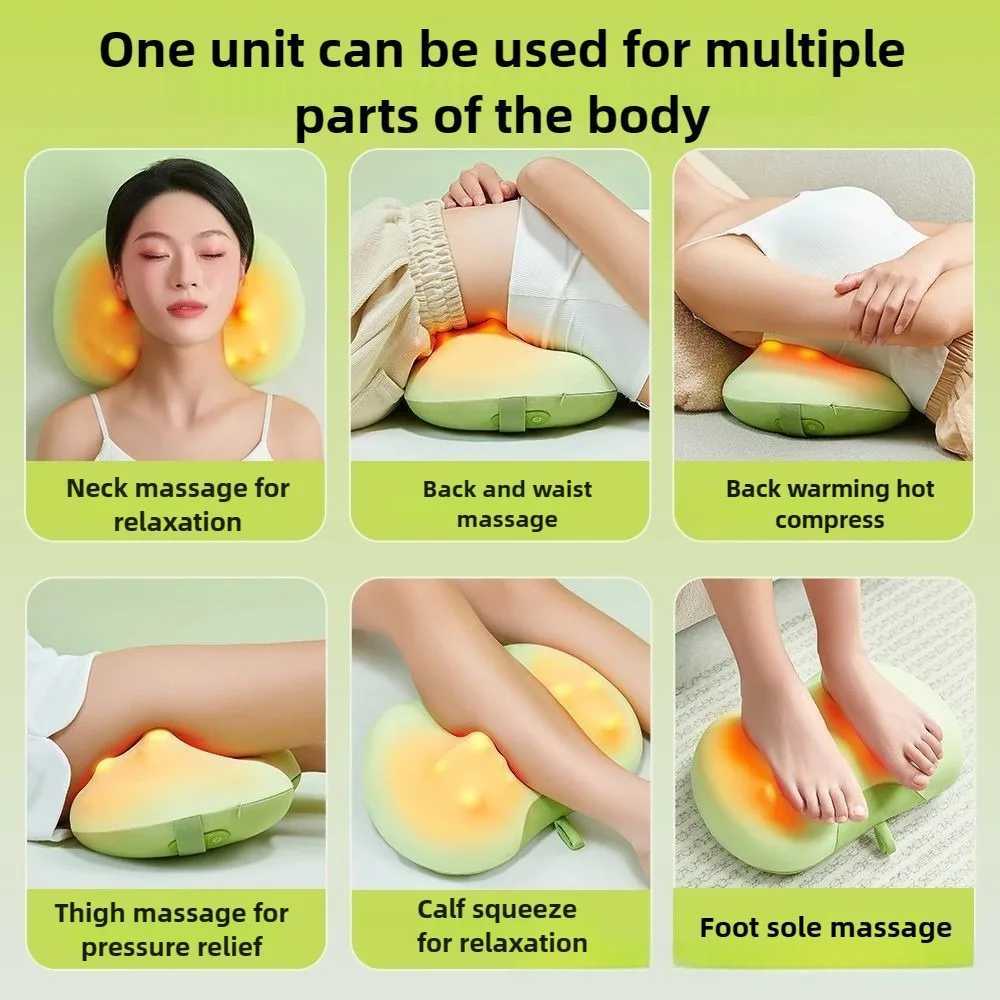 Newest Multifunctional Neck Back Massager Pillow with Heating Deep Tissue Kneading Massage Shoulder Leg Foot GiftW250512