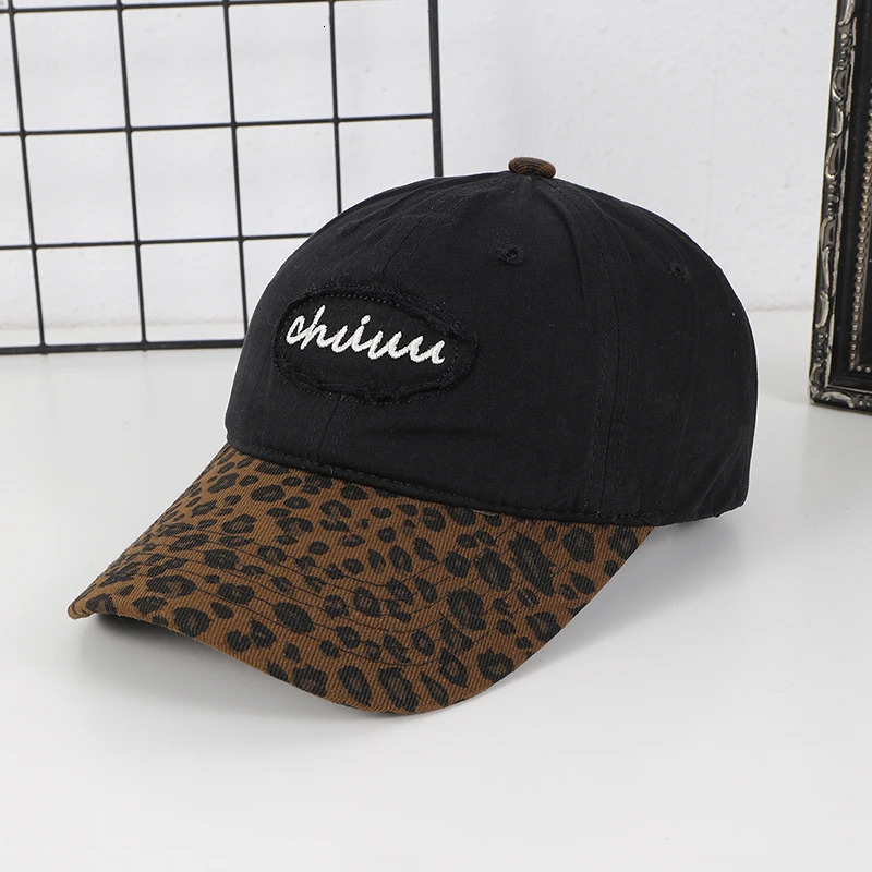 Fashion patchwork yellow brown leopard patch cloth embroidered soft top baseball cap outdoor adjustable allmatch 250512