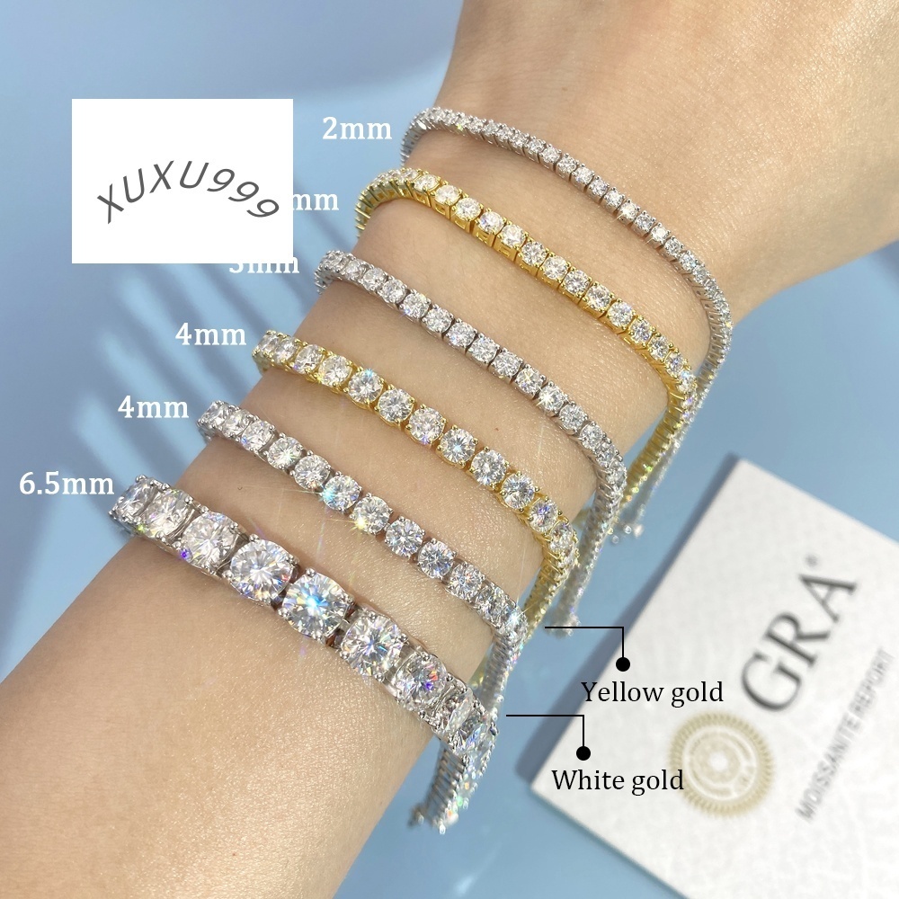 Trendy Tennis Bracelet 925 Sterling Silver Moissnaite Jewelry Bracelet 2mm 3mm 4mm 5mm Moissanite Tennis Bracelet for Men Women