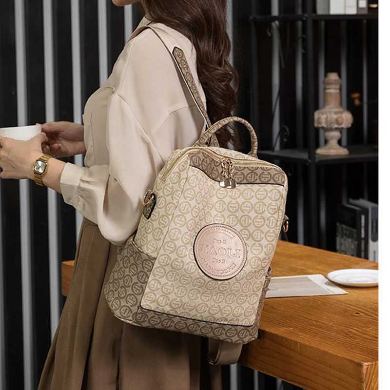 New Famous Womens Print Design Backpack Large Capacity Splash Travel Backpack High Quality PU Leather Shoulder School Bag Z250512