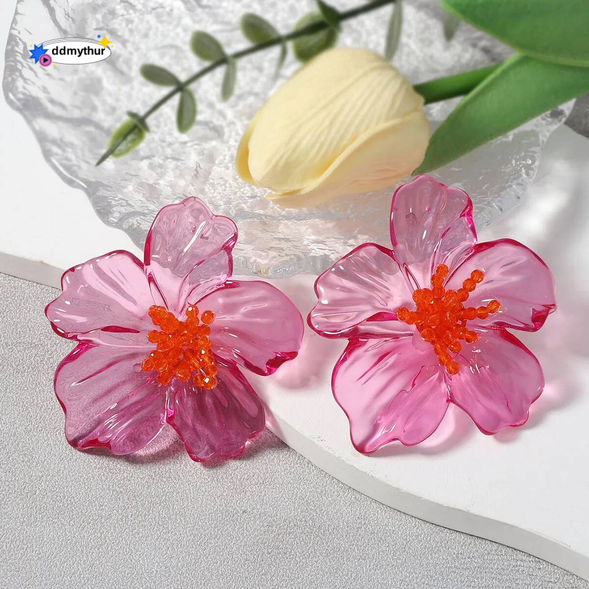 ZAA Trendy Colorful Resin Flower Earrings Women High Quality Elegant Holiday Party Jewelry Accessories ddmythur