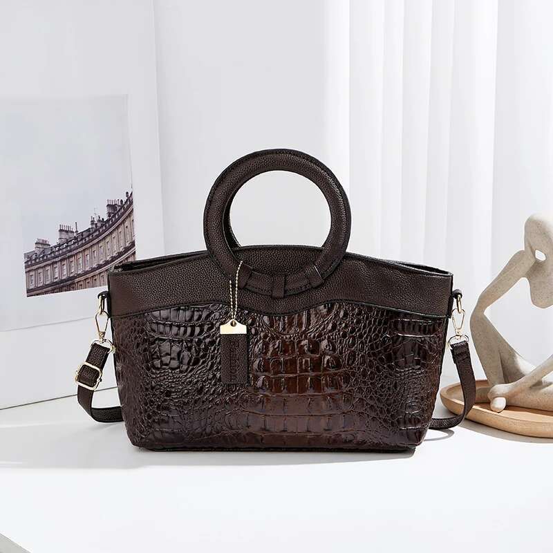Fashion Women's New Crocodile Pattern Stylish Handbag Large Capacity Leisure Mom Single Shoulder Crossbody Bag