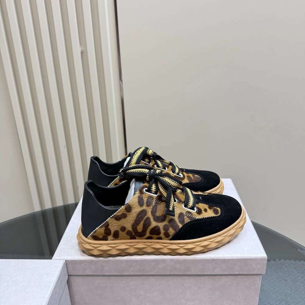 New Women Genuine Leather Sneakers Leopard Flat Platform Sports Natural Cow Suede Flats Designer Shoes Zapatillas De Mujer