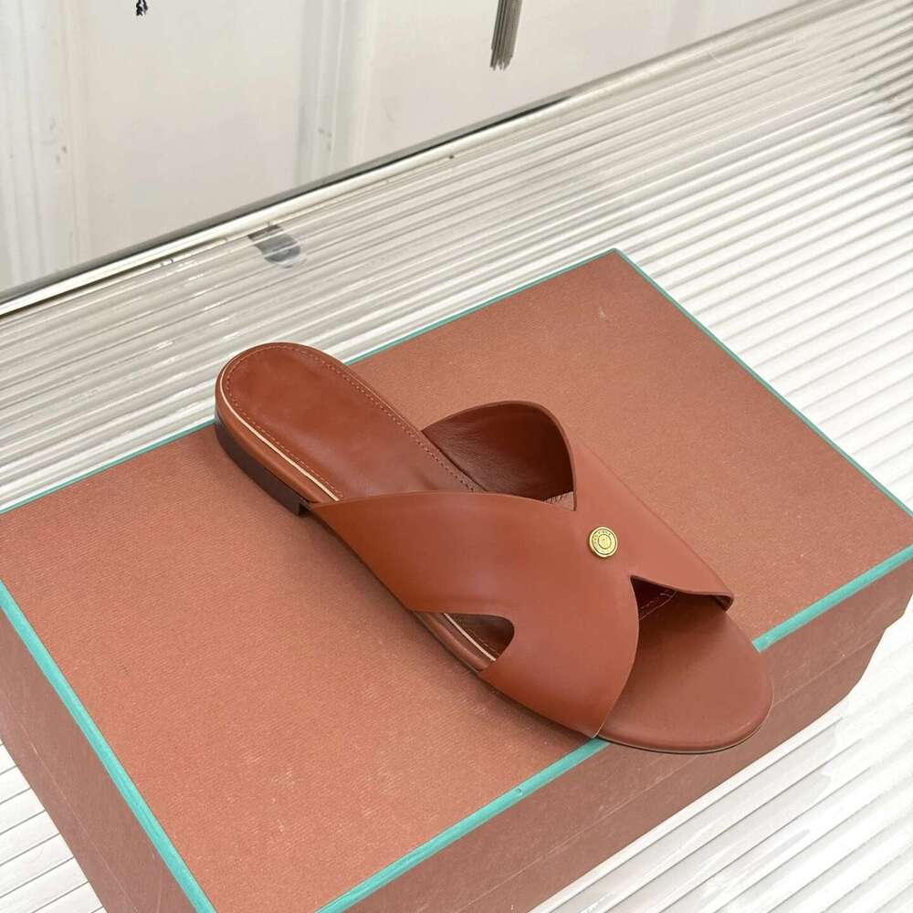 Women Size35-41 Genuine Leather Slippers Super High Heels Summer Slides Solid Colors Designer Shoes Zapatillas De Mujer