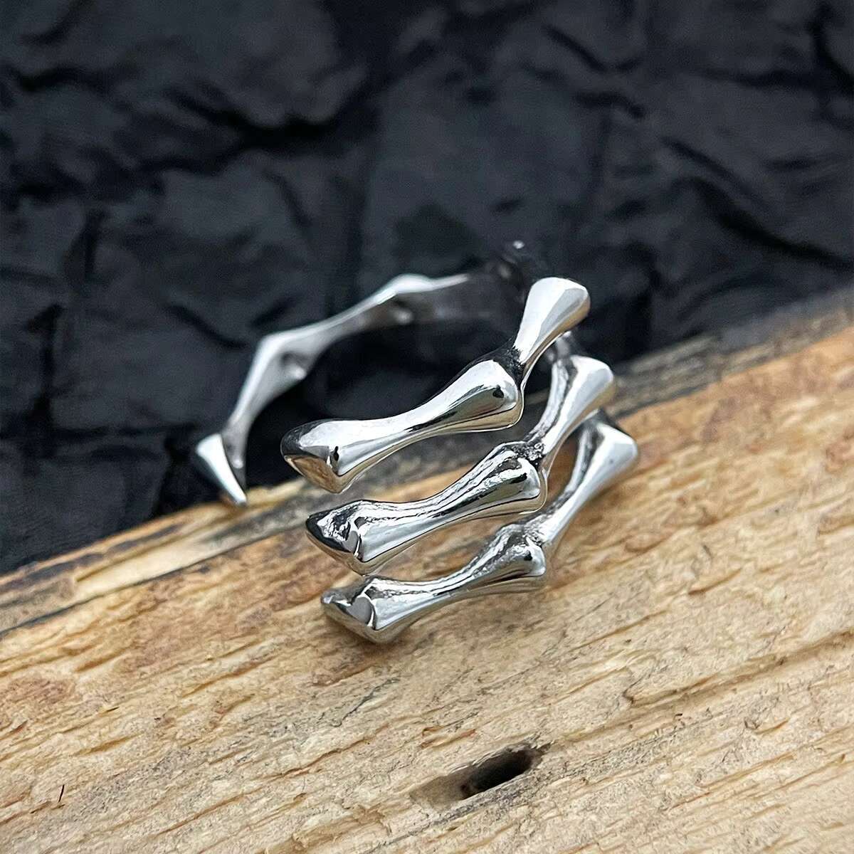 VAF WOW Adjustable Bone Claw Ring Stainless Steel Polished Finish Verstellbarer Knochenklauenring Cincin Cakar Tulang
