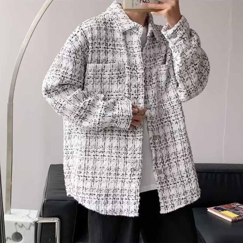 China-Chic Coat Men's 2025 New Korean Fashion Loose Casual High class Small Fragrant Plaid Jacket Top