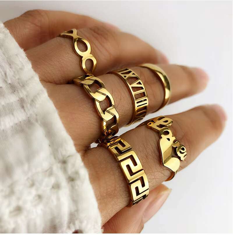2025 New DS LIVE4U 18K Gold Plated Stainless Steel Rings Love Heart Ring for Men Accessory