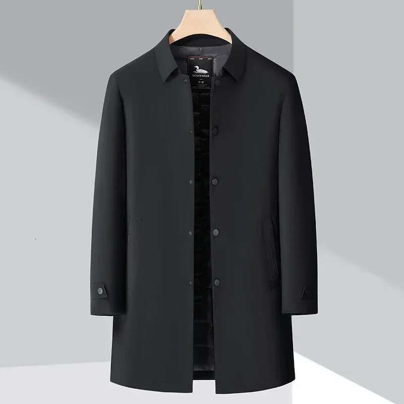 High-End Jacket Men's Winter Business Casual Mid-Length Lapel 90 White Duck Down Parka Male Clothes Thick Warm Coat Designer