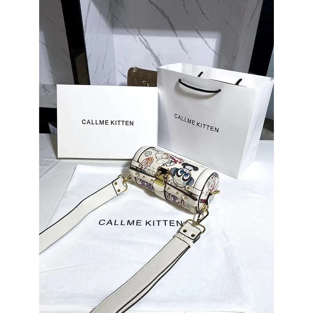 Original Design Handheld Cylinder With Cartoon Graffiti Pattern Letter Printing Women's Fashion And Cute Shoulder Bag