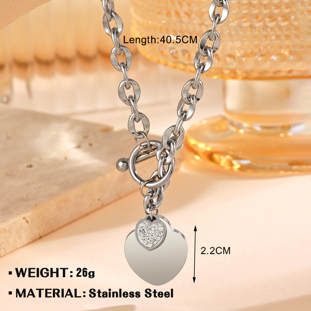 Fashionable stainless steel minimalist heart-shaped jewelry set, personalized dia heart bracelet necklace accessory set