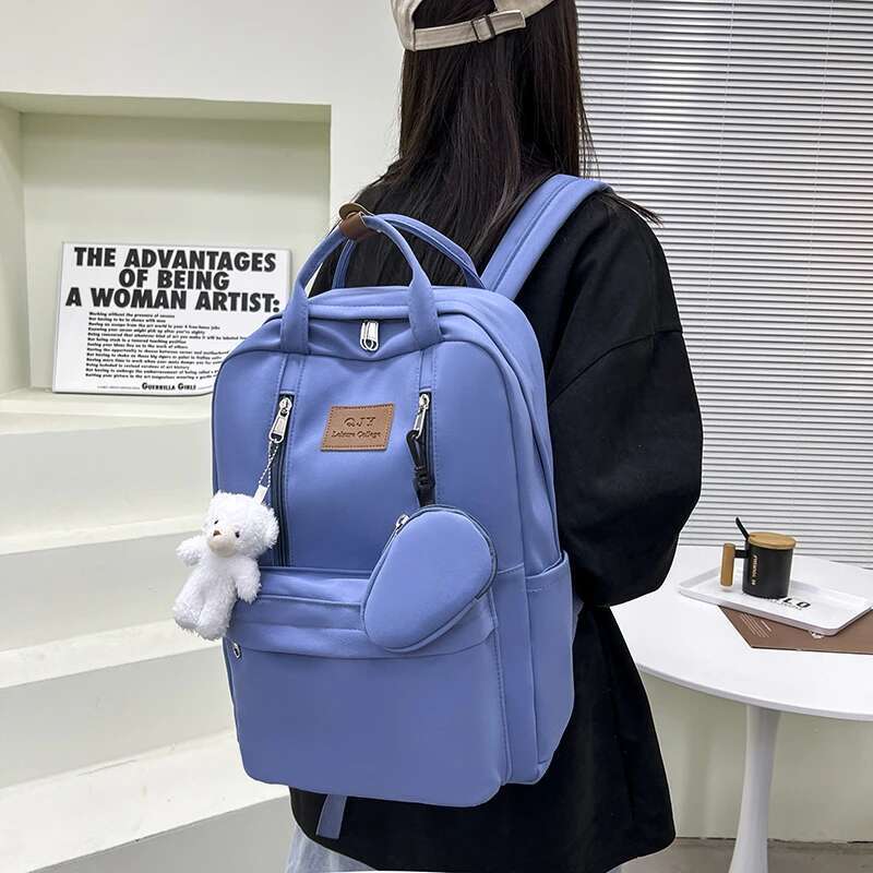 Teenagers School Large Capacity Students Book Bag Multi Pockets Sports Backpack Adjustable Strap Fashion Knapsack