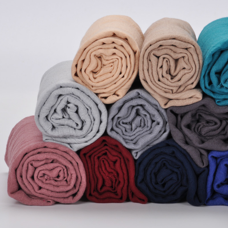 K688 Pure color imitation cotton and linen travel scarf for women Spring and summer new retro monochrome gauze scarf sunscreen long scarf shawl gift