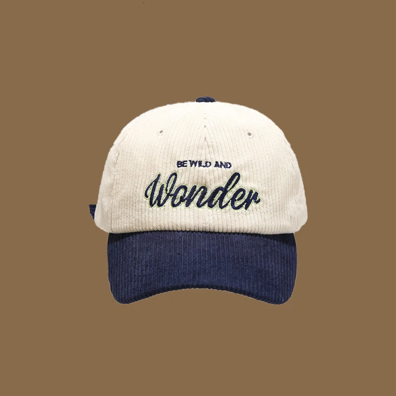 Color blocked ins retro letter embroidered corduroy hat for men and women autumn winter duckbill capversatile baseball cap 250512