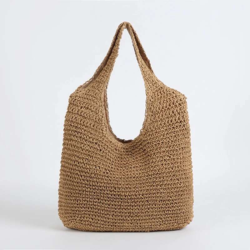 Women Large Capacity Shoulder Bags Handmade Straw Woven Fashion Travel Shopper Totes Ladies Bohemis Designer Casual Handbags