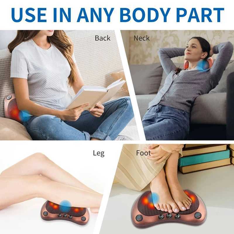 AA20-Back Neck Shoulder Massage Pillow Electric Roller Massager Intelligent U-Shaped Kneader Strong Neck Protection US PlugW250512