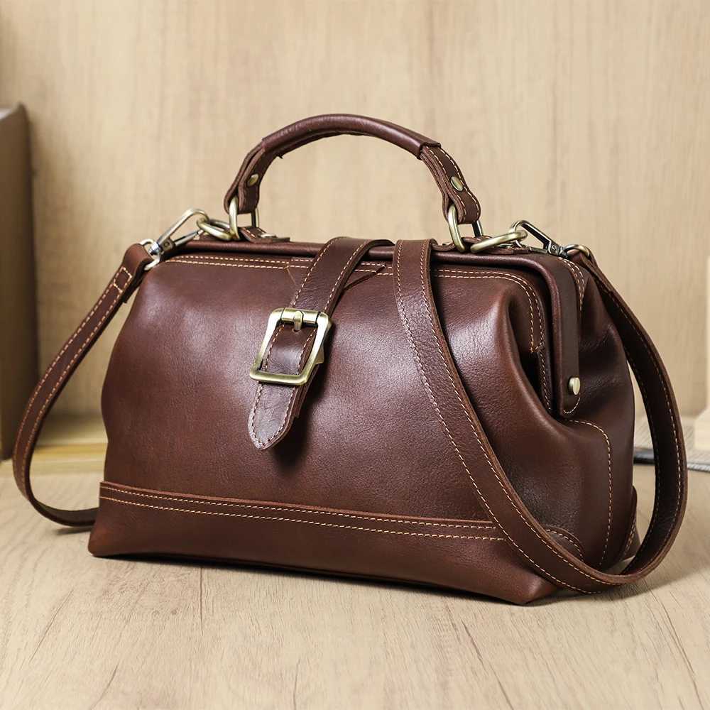 CONTACTS Genuine Leather Sling Shoulder Bags for Women Designer Tote Bag Womens Bag Handbag Fashion Ladies Doctor Bag Z250512