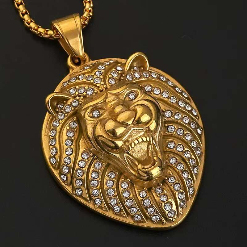 Lion Head Pendants Necklaces Hiphop Jewelry Hipster lion Head Micro-set Full CZ Fashion Hip Hop Pendants Mens Necklace Pendant