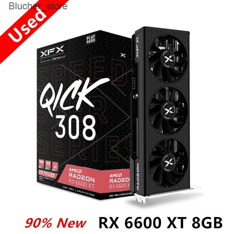 USED XFX RX 6600 6600Xt 8Gb Graphics Card AMD GPU Radeon Rx6600xt Rx6600 XT Gddr6 Video Cards PC Computer Game Z250512