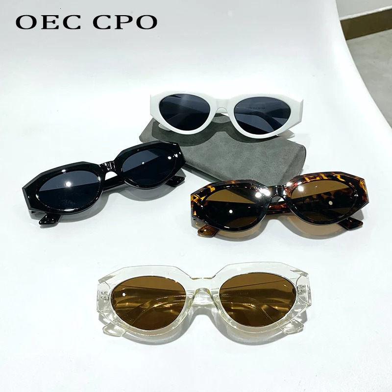 OEC CPO Punk Cat eye Sunglasses Women Vintage Small Oval Lens Sun Glasses Female ner Leopard Shades Eyeglasses UV400 250512