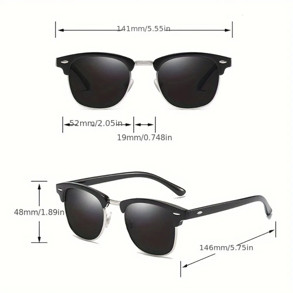 5PCS Classic Polarized Sunglasses Men Women Retro High Quality Sun Glasses Rivet Female Male Fashion Mirror Sunglass 250509