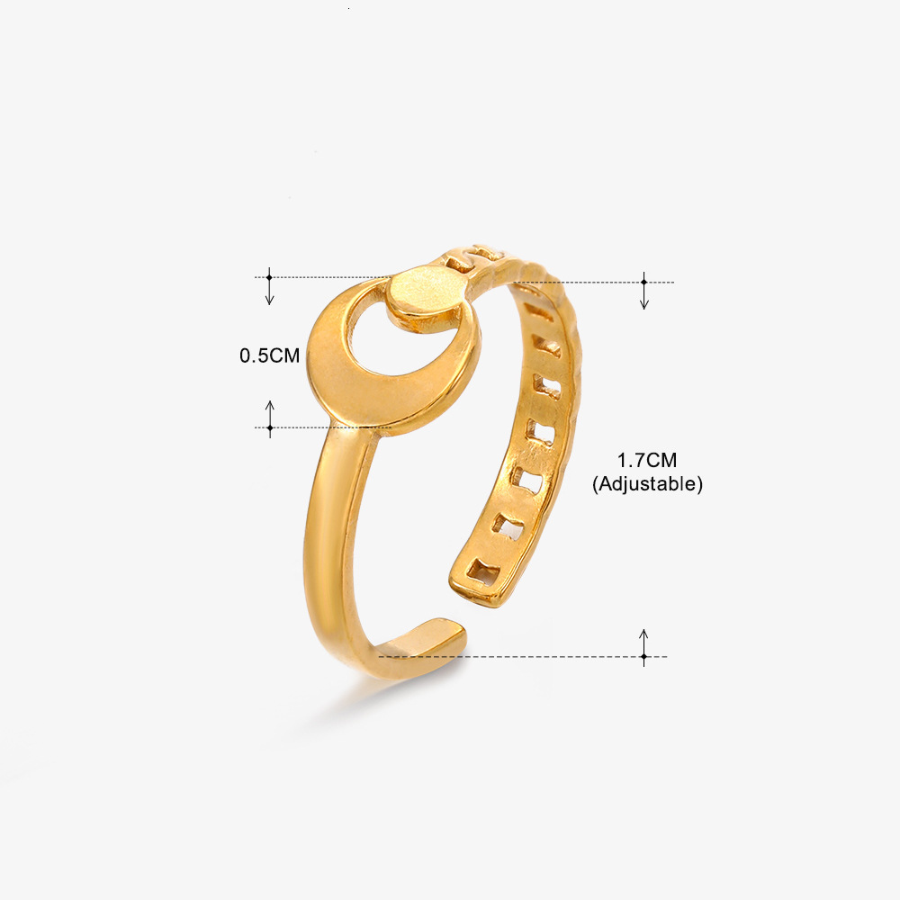 Fashionable Stainless Geometric Elliptical French Ethnic Style Adjustable Titanium Steel Ring for Women