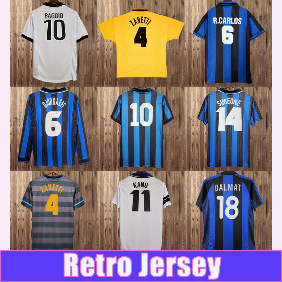 1997 1998 DALMAT ADRIANO Mens Retro Soccer Jerseys VIERI MATERAZZI J.ZANETTI SNEIJDER SNEIJDER MILITO Home Away 3rd Football Vintage Adult Uniforms