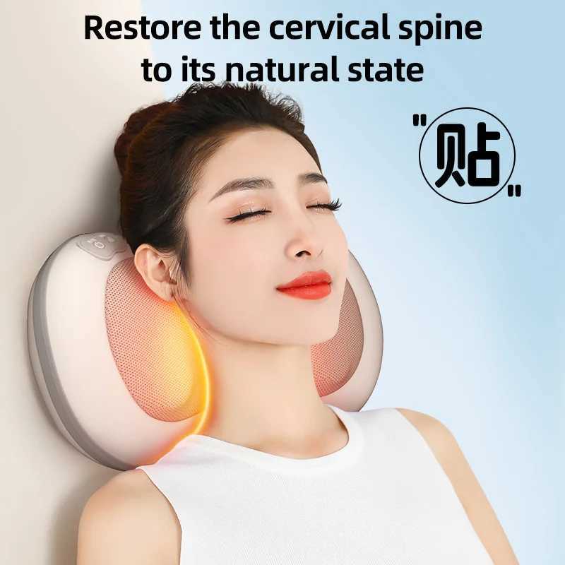 Head Massager Kneading and Rolling Cervical Shiatsu Massage Neck Back Waist Body Electric Multifunctional Massage Pillow CushionW250512