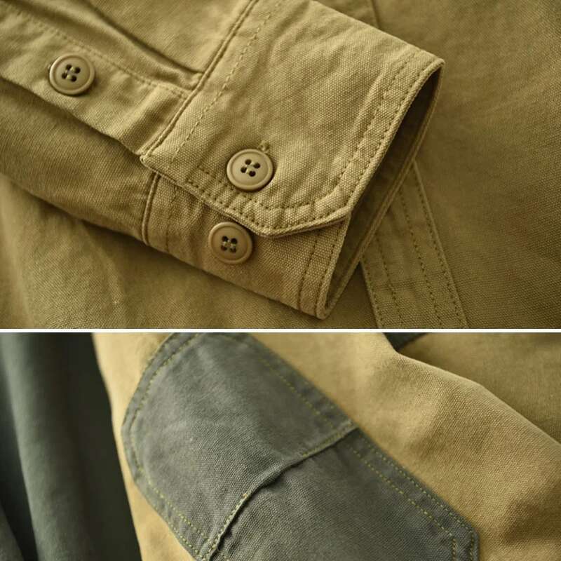 Men's Long Sleeve Autumn Color Patchwork Casual Shirt