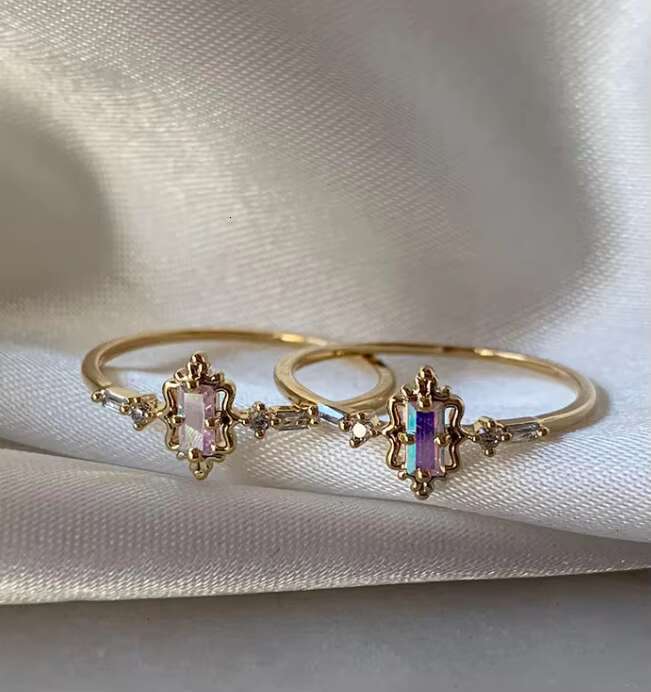 Zirconia Open Adjustable Sweet Cute Flower Heart Butterfly Girl Stacking Brass Ring