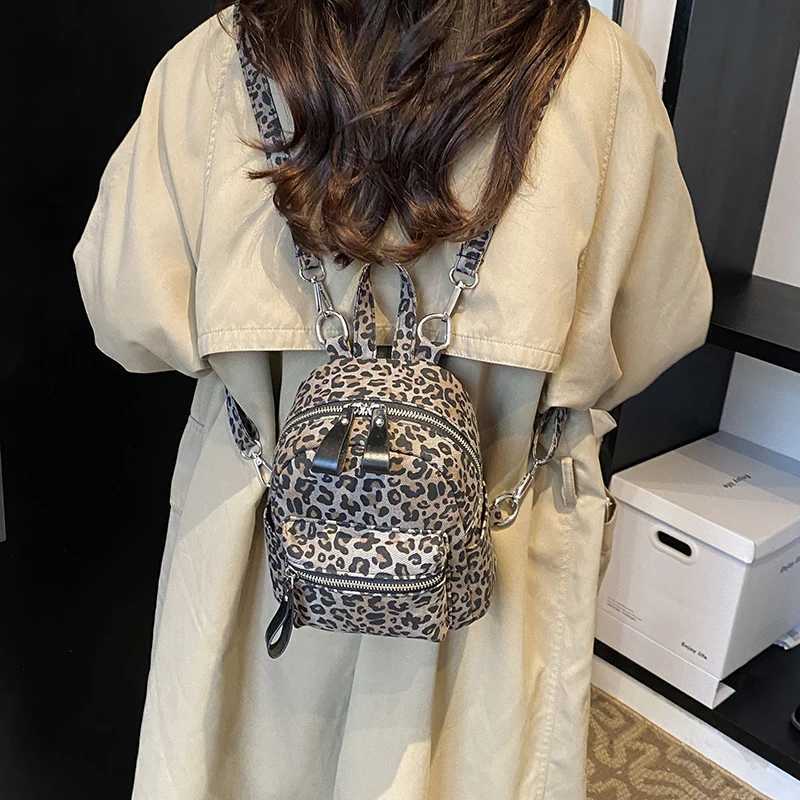 Leopard PU Leather Womens Backpack 2024 Autumn Designer Shoulder Bag Mini Handbag Small Crossbody Bags for Lady Z250512