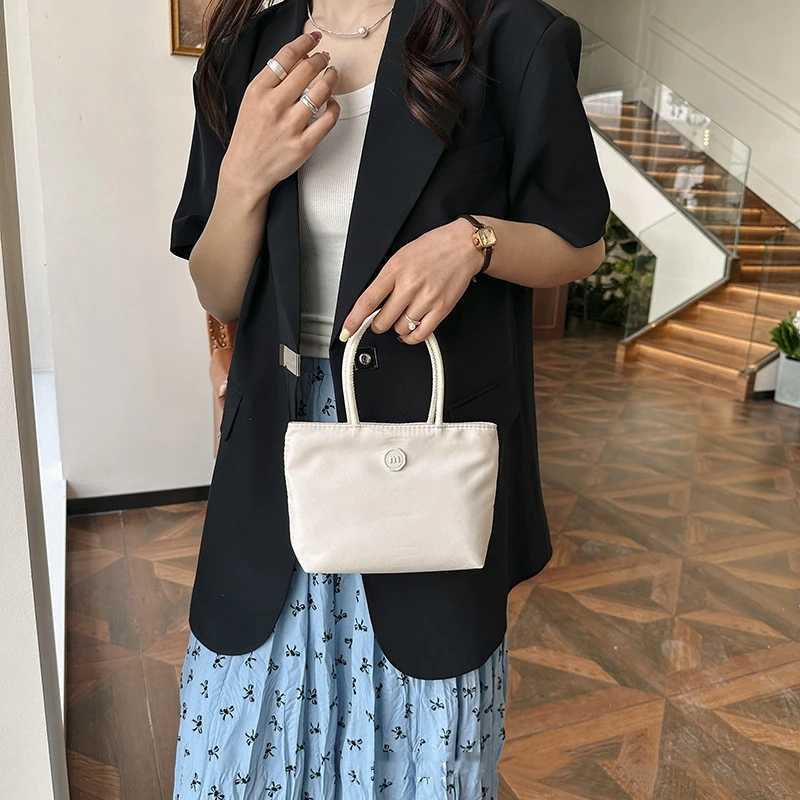 Summer Green Tote Bag Mini Nylon Pink Handbag Korean Fashion Solid Color HandHold Bag Women Girls Shopping Commuting BagW250512