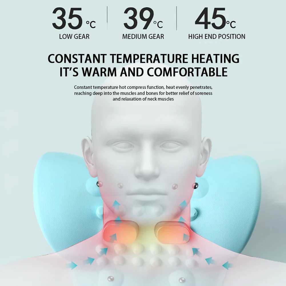 EMS-Cervical Tractions Heating Neck Spine Pillow Rechargeable Portable Pain Relief Massage Pillow For Muscle Relax GiftW250512