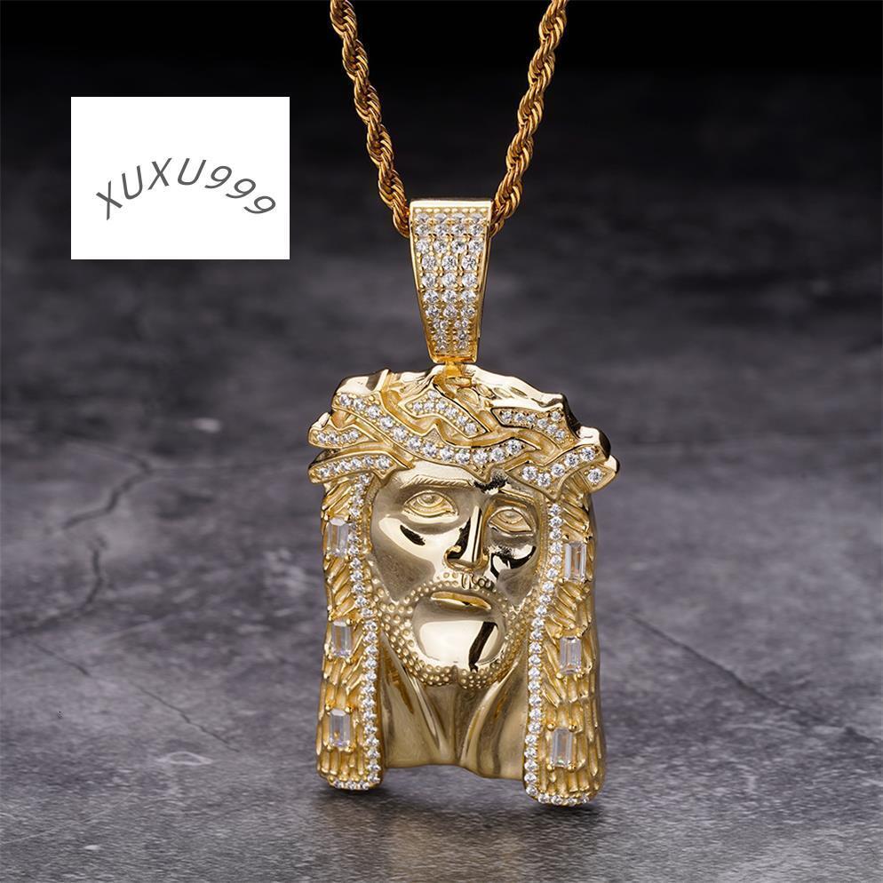 Custom Golden Supplier Electroplated Jesus Pendant Jewelry Mens Sterling Silver Gold Plated Crystal Jesus Pendant