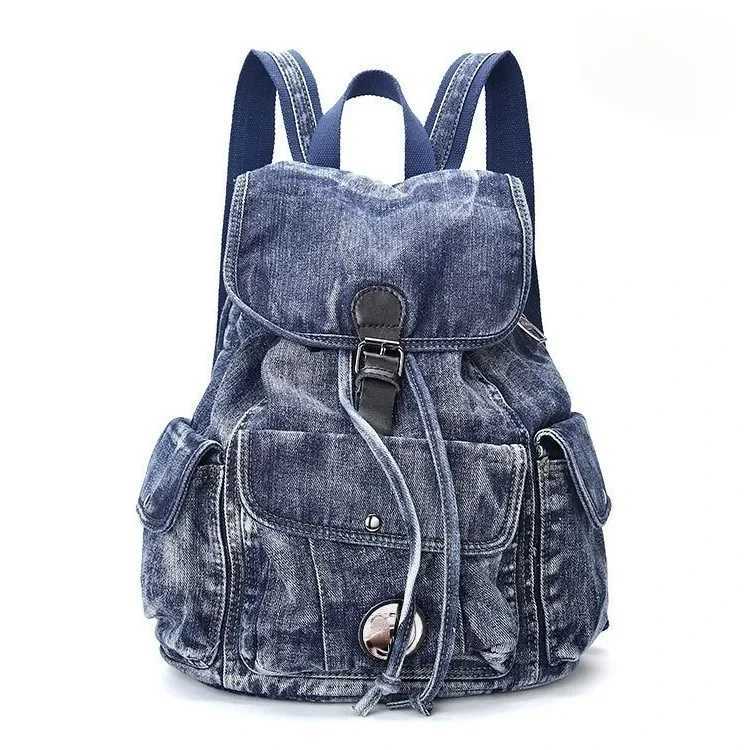 Fashion Casual Denim Women Backpack Large Capacity Jean Bag Teenage s School Shoulder Bag Female Backpack Z250512