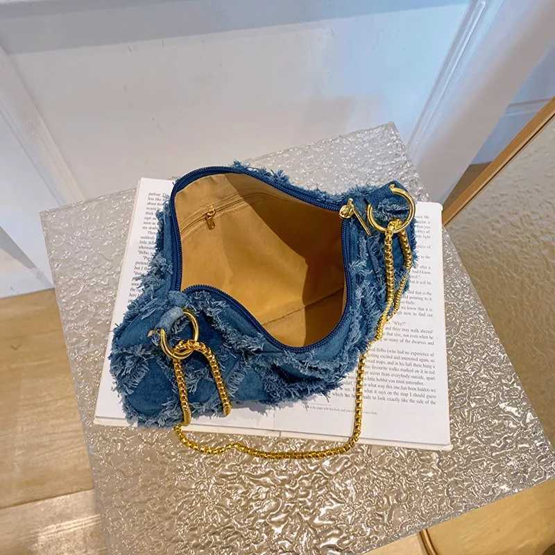 Denim Chain Shoulder Bag For Women Korean Fashion Tassel Crossbody Bags 2024 New Retro High-quality Handbags And Purses FemaleW250512