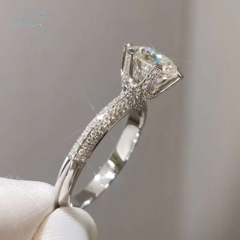 Silver 925 Original Brilliant Cut 1-3 Ct Diamond Test Past D Color Moissanite Half of Country Ring for Women Fine Jewelry