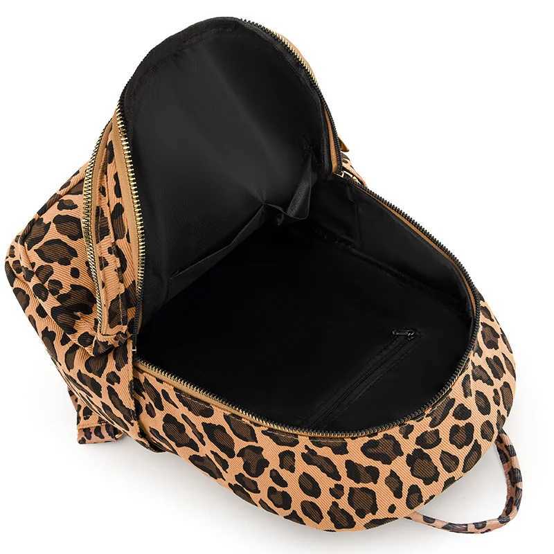 Bohemian Fashionable Casual Leopard Small Backpack for Women Multi Compartments Elegant Portable Ladies Bag for Autumn Winter Z250512