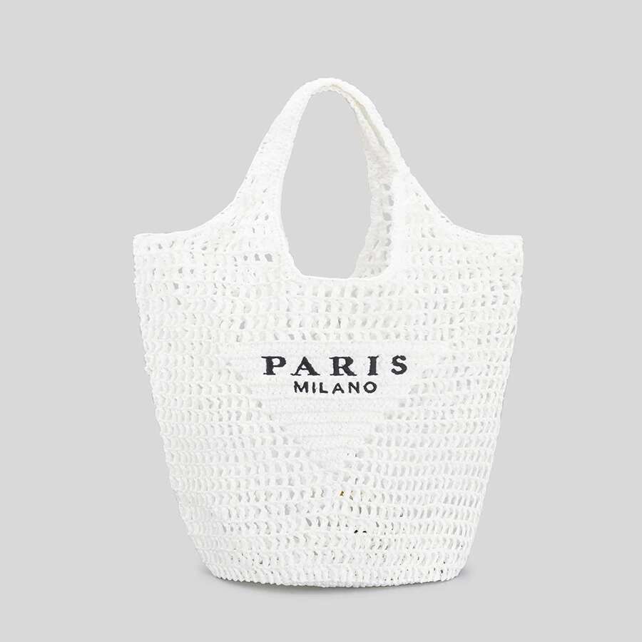 Casual Hollow Straw Women Shoulder Bags Designer Letters Handbags Paper Woven Large Tote Bag Handmade Summer Beach Purses