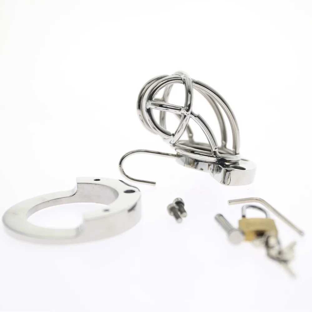 2-IN-1 BALL STRETCHER COCK CAGE COCK in cock Cage metal Chastity Belt bdsm Fetish Hot Penis in ball sex toys 2019 W250512