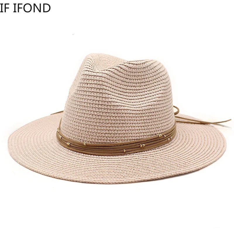 Big Size 60CM Straw Hat 7cm Brim Summer Cooling Beach Sun Outdoor Party Panama Jazz Sombreros De Mujer 250512