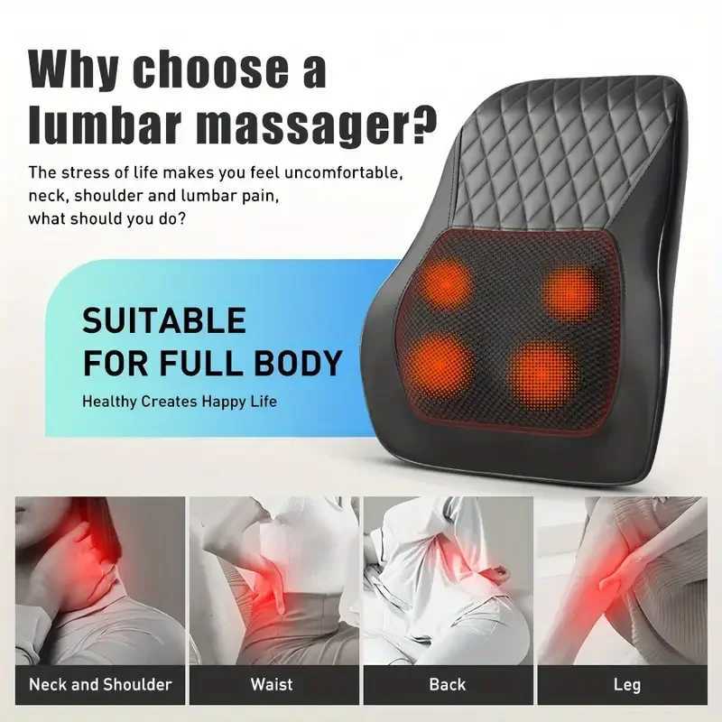 1pc Back Neck Massage Pillow Heating Electric Cervical Multifunctional Body Massager Waist Back Shoulder Shiatsu KneadedW250512