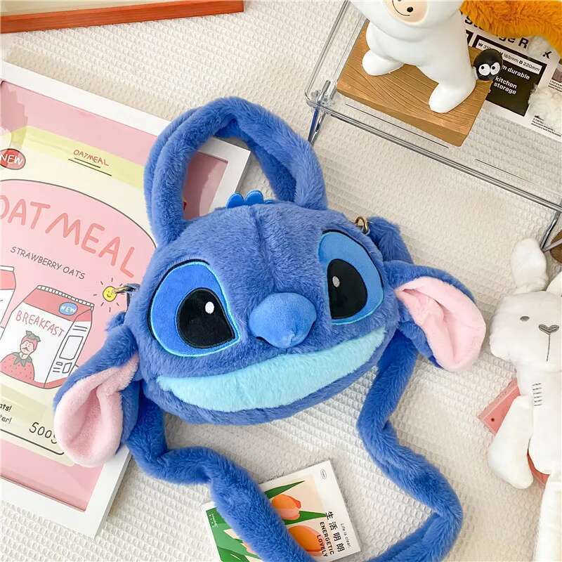 New Lilo & Kawaii Plush Messenger Girl Handbag Anime Stuffed Toys Children Cartoon Plushie Soft Bag