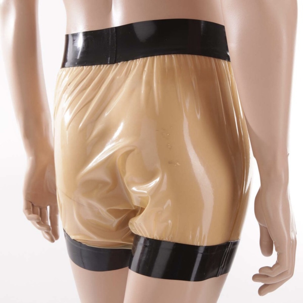 latex shorts eurocat translucent beige latex shorts with design handmade natural rubber suit costume cosplay clubwear