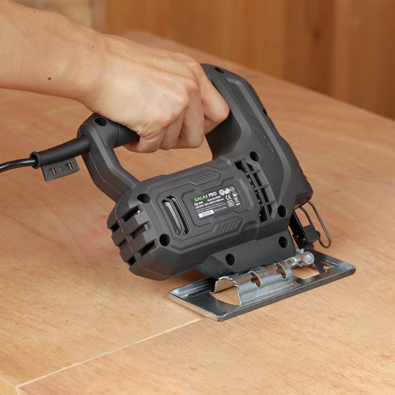 GALAX PRO 400W Variable Speed Jigsaw, 3000 SPM, 45° Bevel Cutting, Lock-on Button, Includes Blades for Wood and Metal