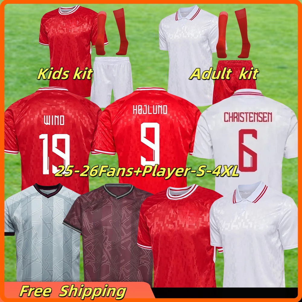 S-4XL 2025 2026 NATIONAL DENMARK SOCCER JERSEYS ISAKSEN POULSEN DORGU ERIKSEN HOJBJERG GRONBAEK HJULMAND SCHMEICHEL 24 25 26 football shirt men kids Kits sock