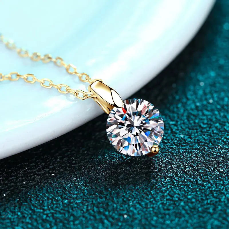 OXTAO 1CT 2CT D Color Pendant Necklace S925 Solid Silver Chain Necklace Valentines Day Gift for Women Wedding 250512