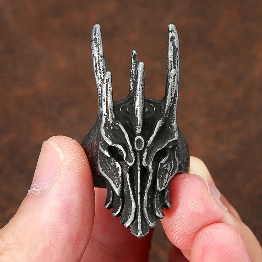 Vintage Black Helm of Sauron Ring For Men Women 316L Stainless Steel Punk Gothic Dragon Rings Fashion Jewelry Gifts Drop 250509
