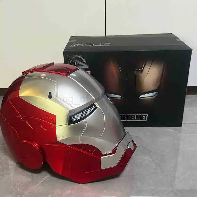 Disney Iron Man Helmet Mk5 Electric Voice Control Helmet 1/1 Cosplay Led Eyes Metal Mask Model Toy For Children Adults Gifts Christmas W250517
